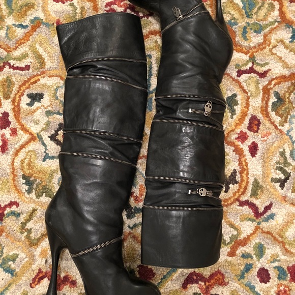 Alexander McQueen Shoes Alexander Mcqueen Zipper Knee High Boots 45